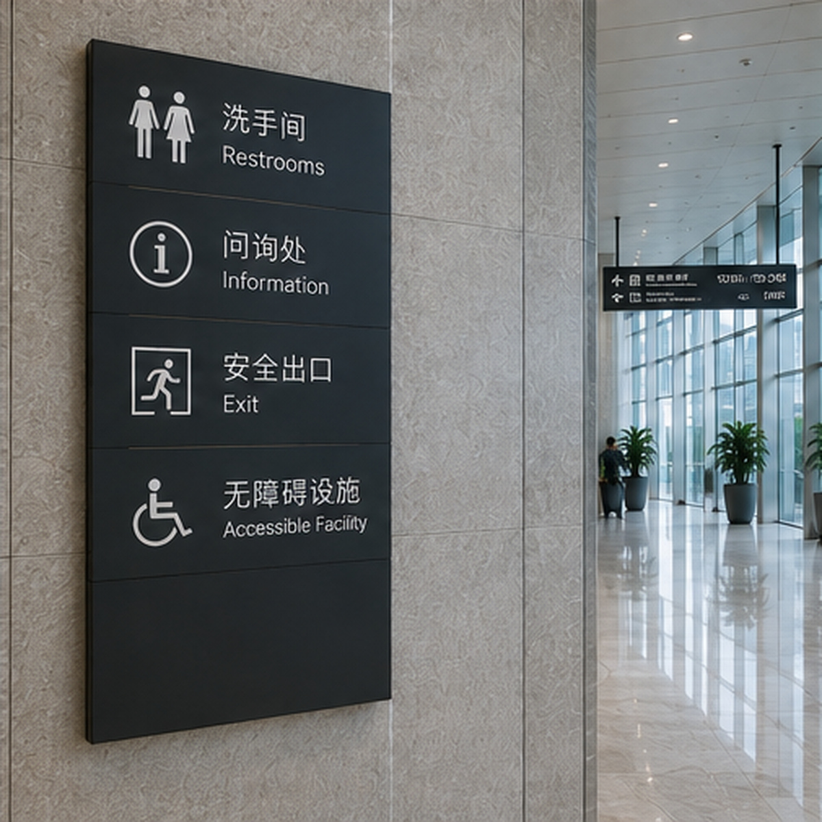 Commercial Building Public Facility Signage System for Restrooms, Amenities and Shared Service Areas